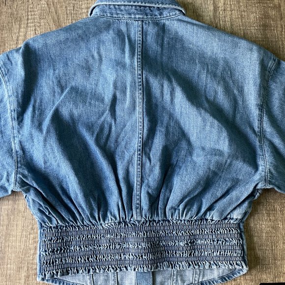 FRAME Corset Denim Blouse with Midi-Sleeve - Picture 9 of 15